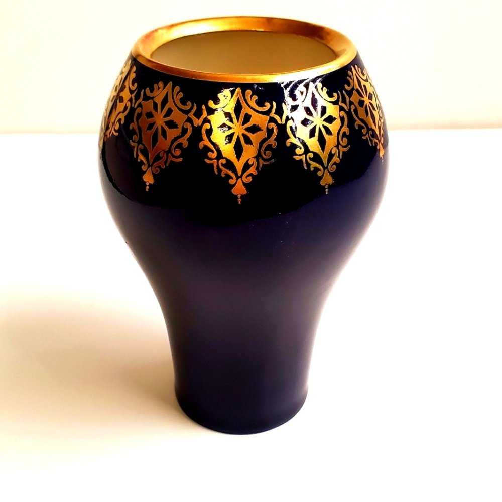 VTG MCM German Porcelain Vase MARKED Unterweissbach Echt Kobalt Made in GDR 5"H